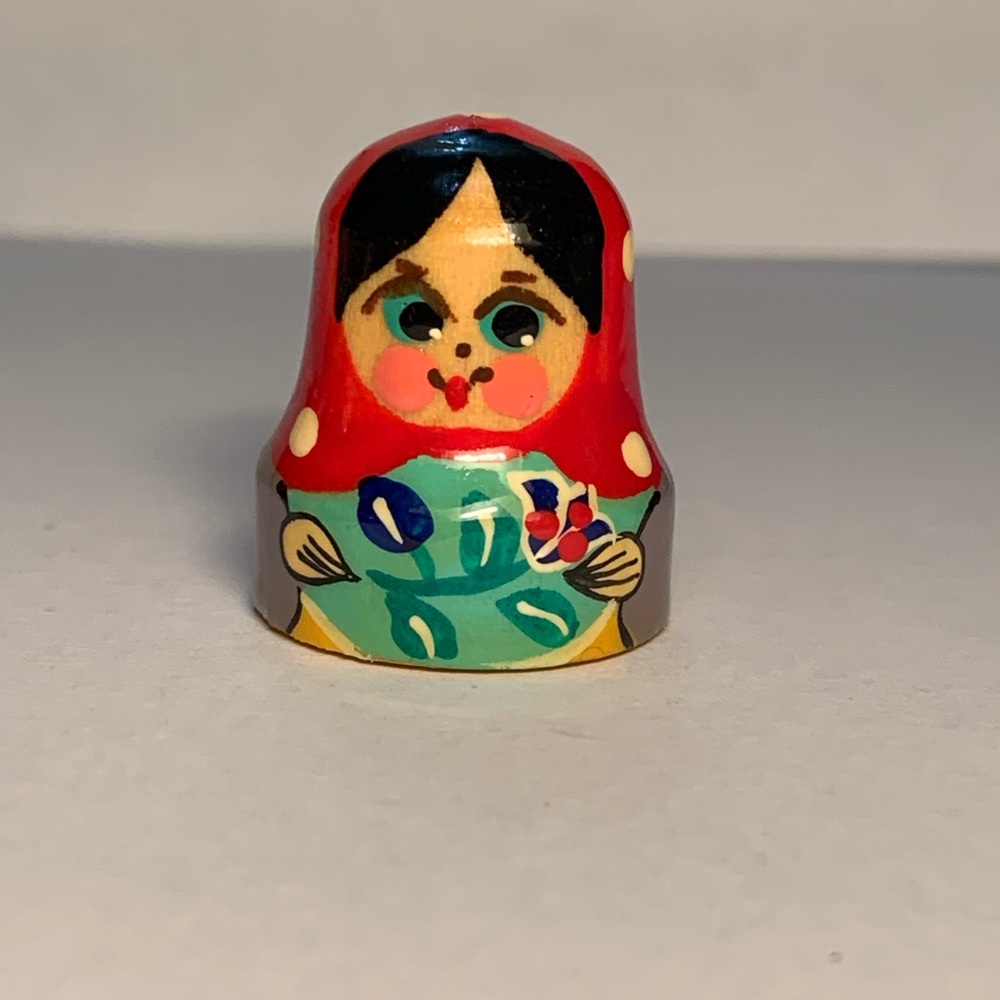 New vintage red matryoshka thimble (shaped)